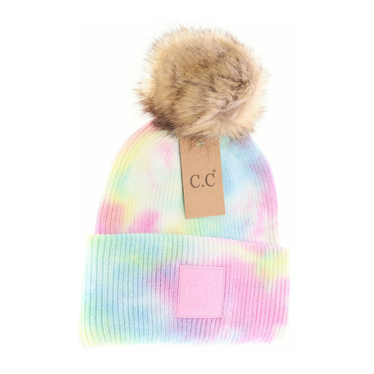 Tie Dye Fur Pom C.C Beanie HAT7380POM