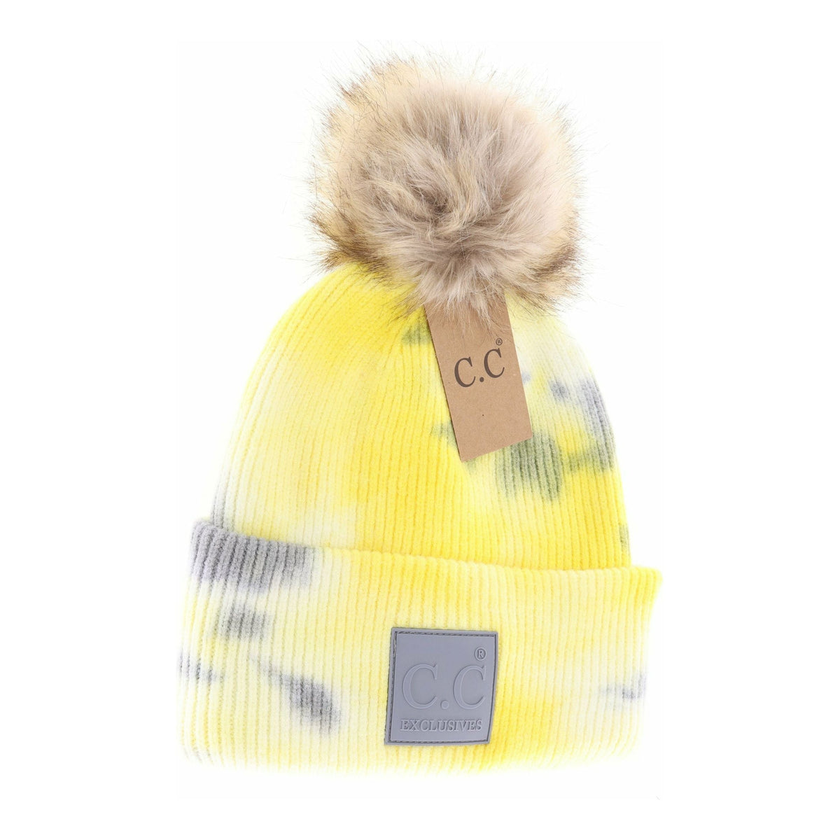 Tie Dye Fur Pom C.C Beanie HAT7380POM
