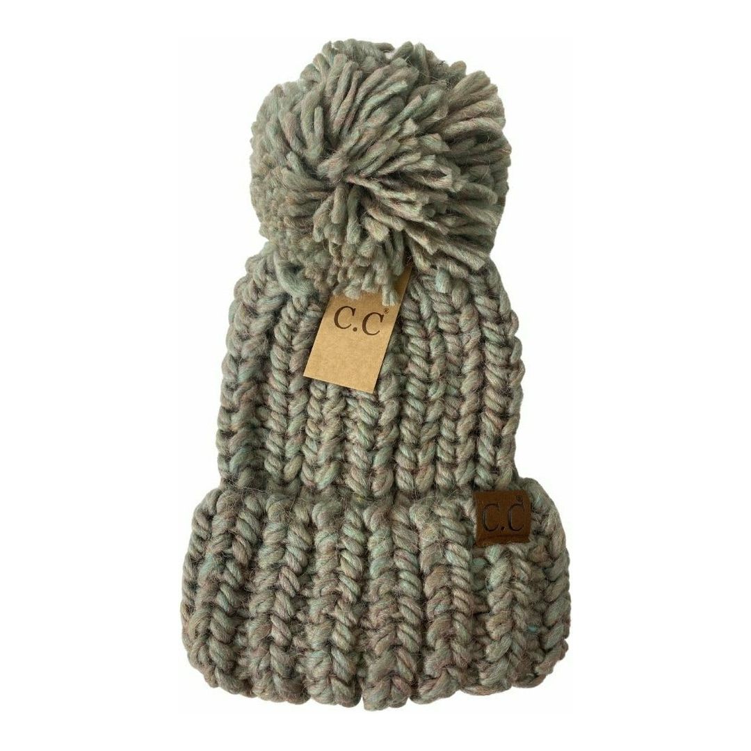 Chunky Knit Yarn Pom C.C Beanie HAT2085