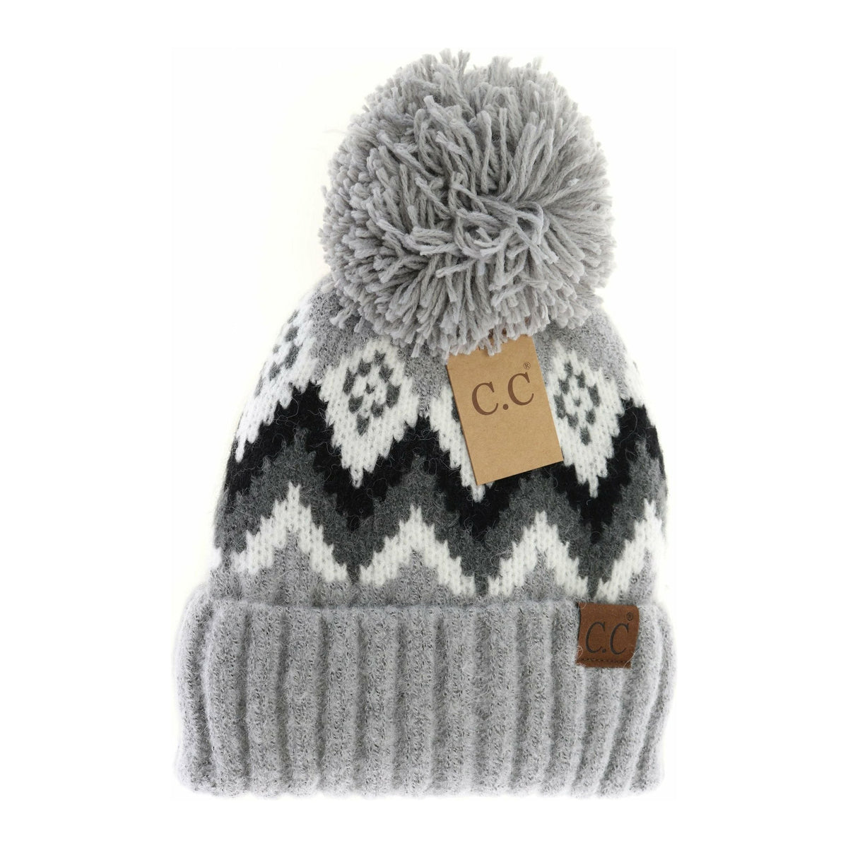 Aztec Chevron Knit Pom C.C Beanie HAT3816