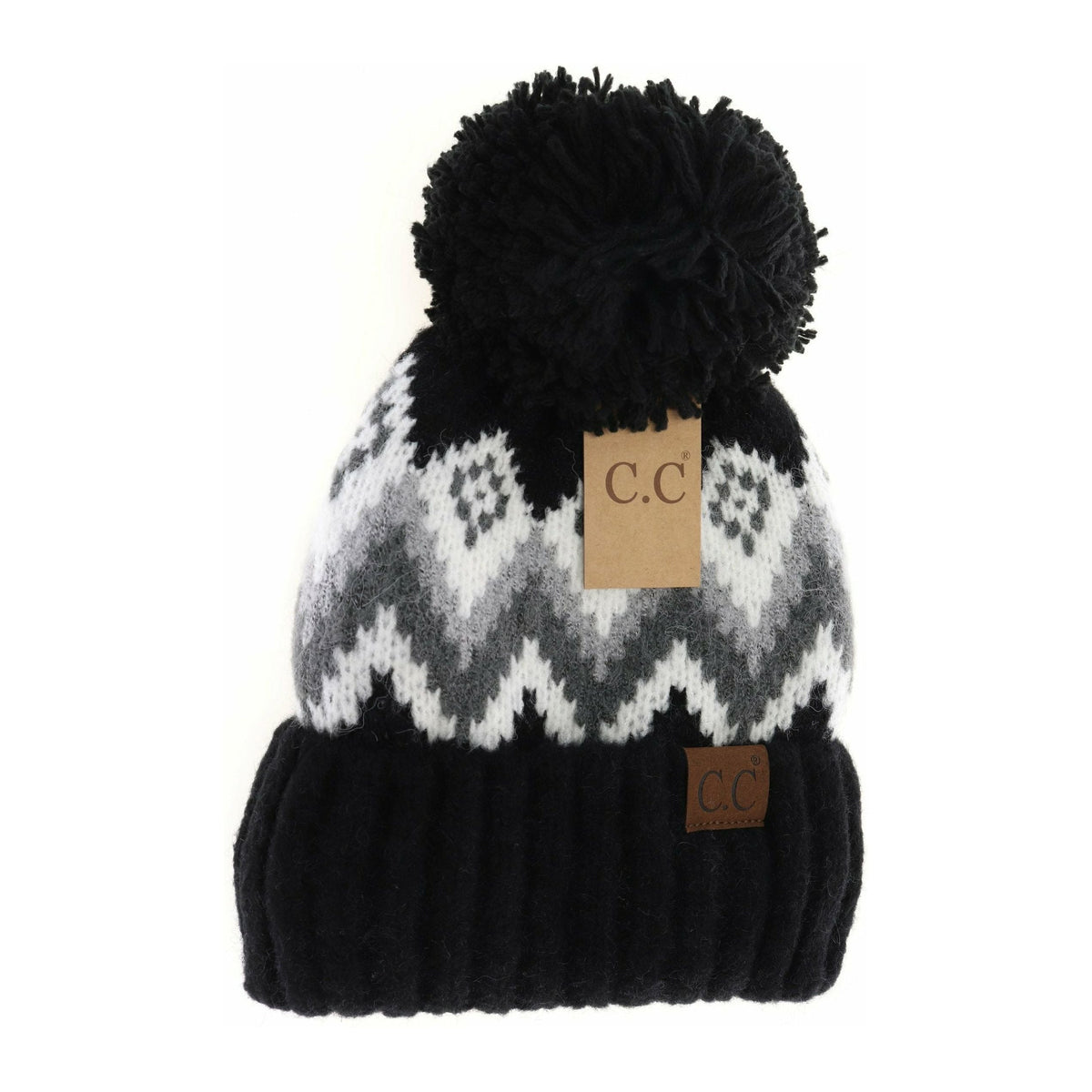 Aztec Chevron Knit Pom C.C Beanie HAT3816