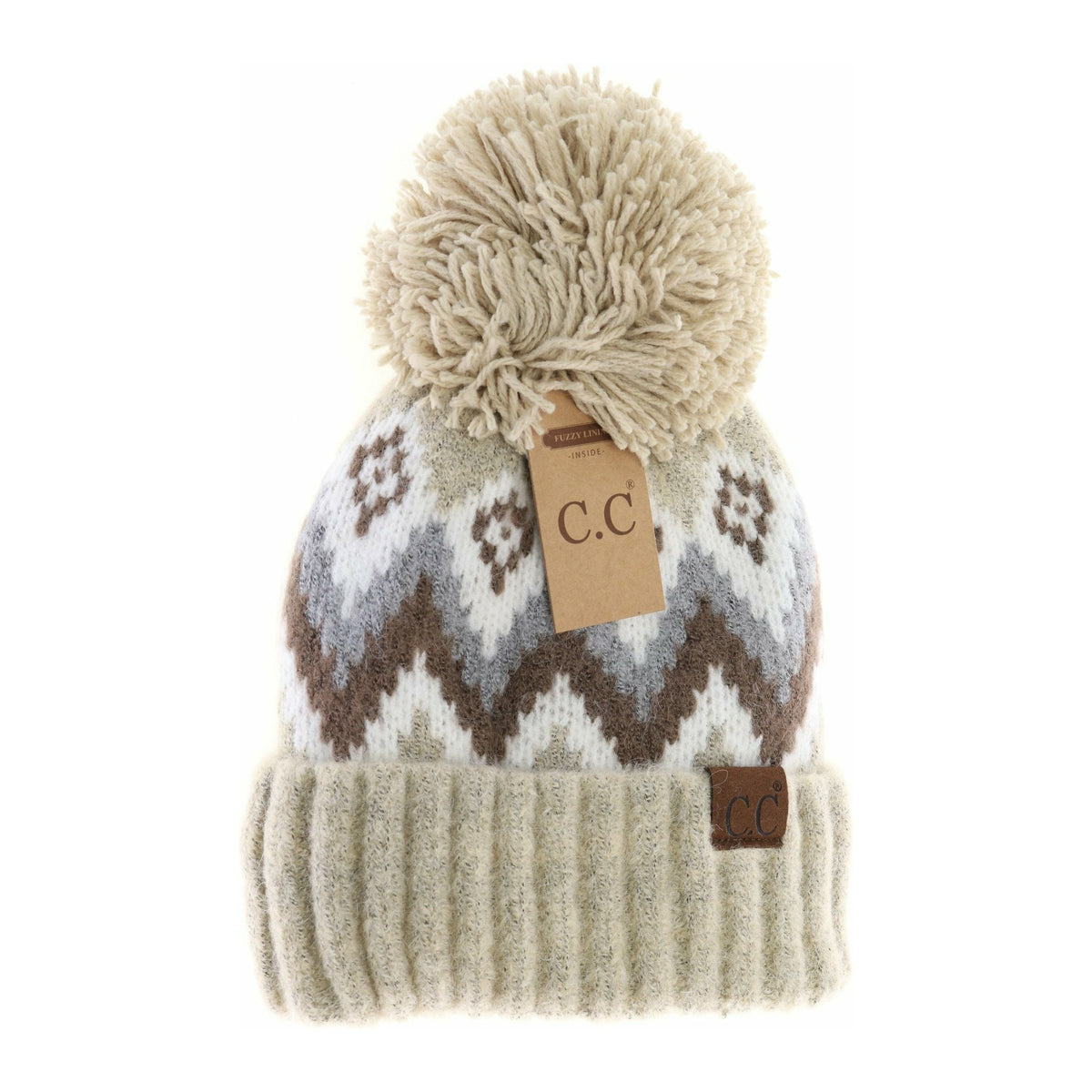 Aztec Chevron Knit Pom C.C Beanie HAT3816