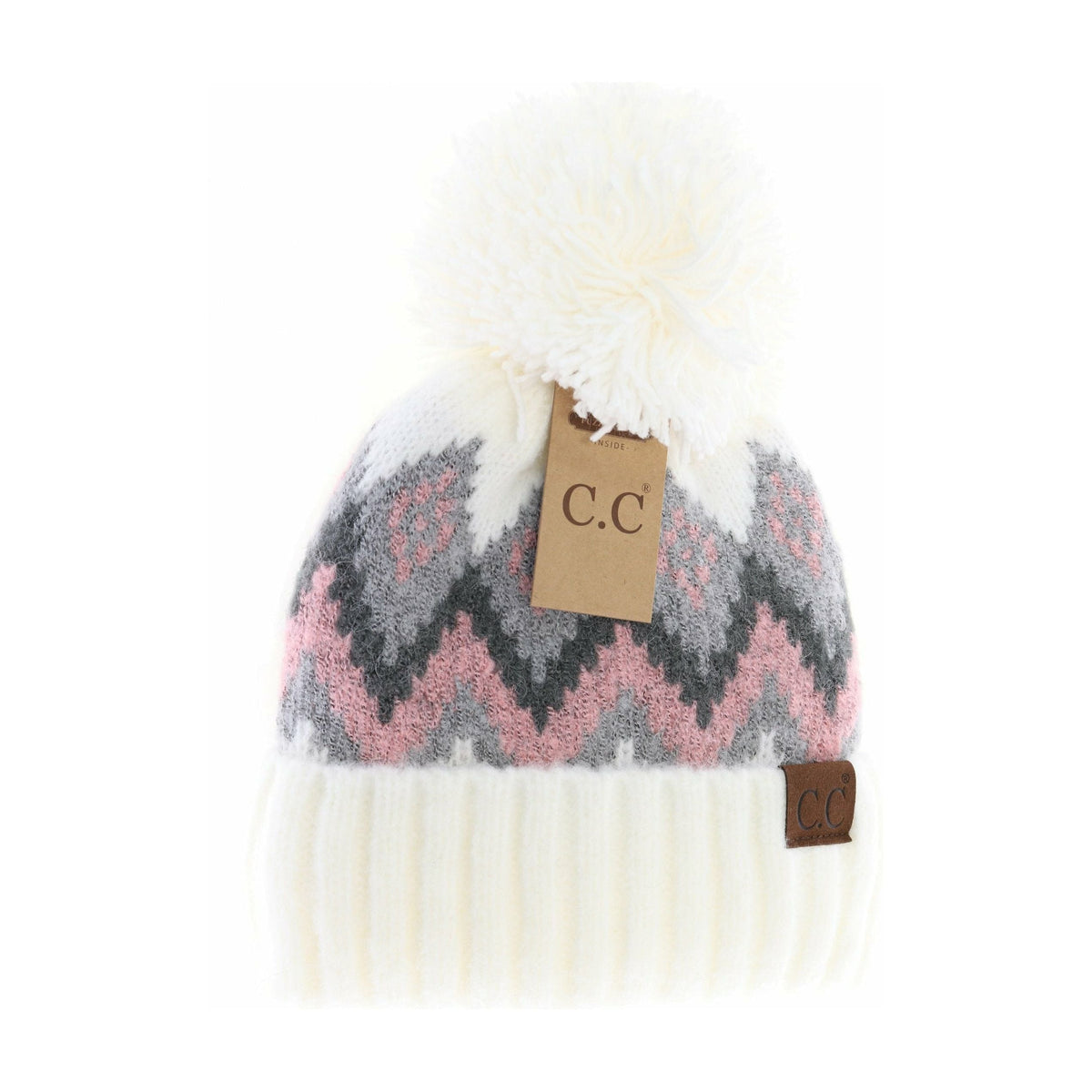 Aztec Chevron Knit Pom C.C Beanie HAT3816