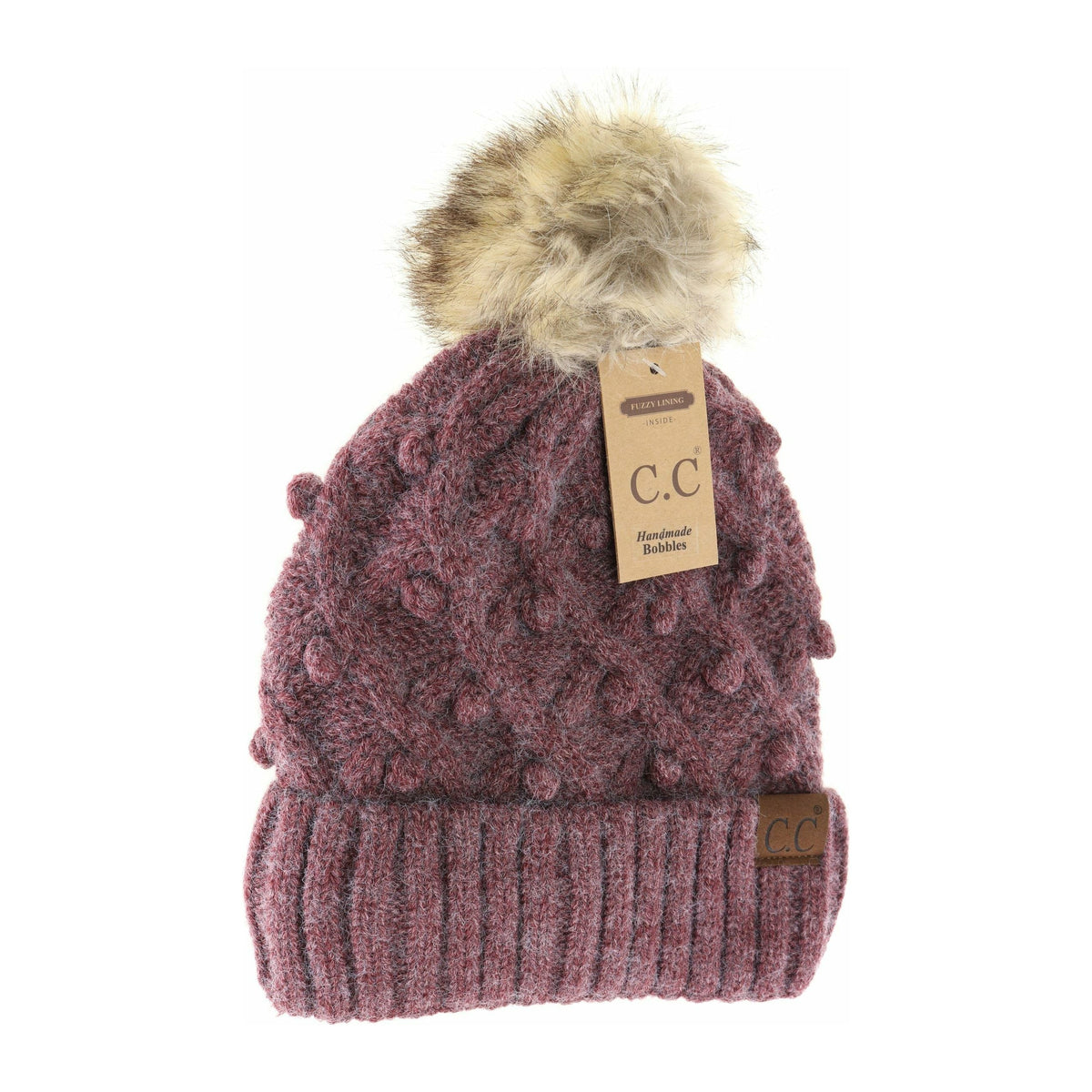 Bobble Knit Fur Pom C.C Beanie HAT3836