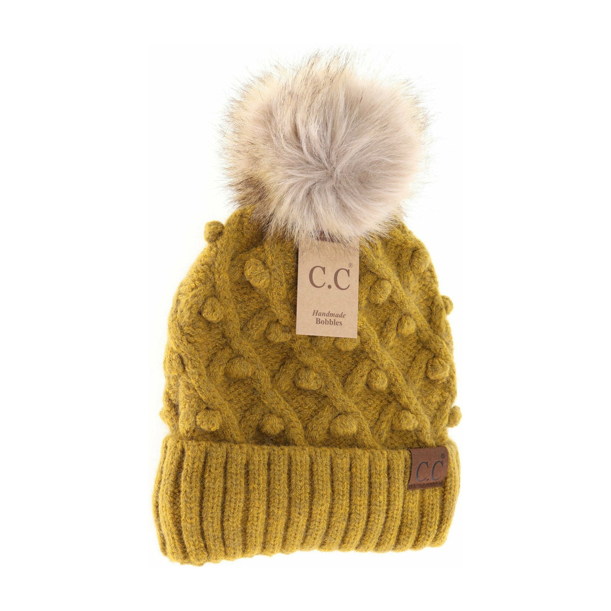 Bobble Knit Fur Pom C.C Beanie HAT3836