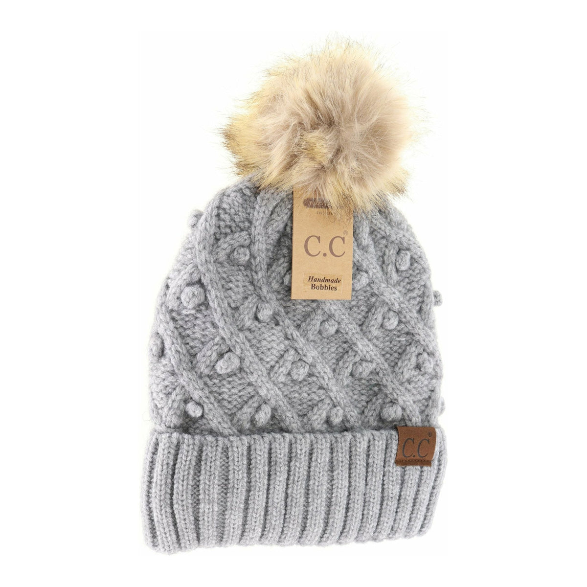 Bobble Knit Fur Pom C.C Beanie HAT3836