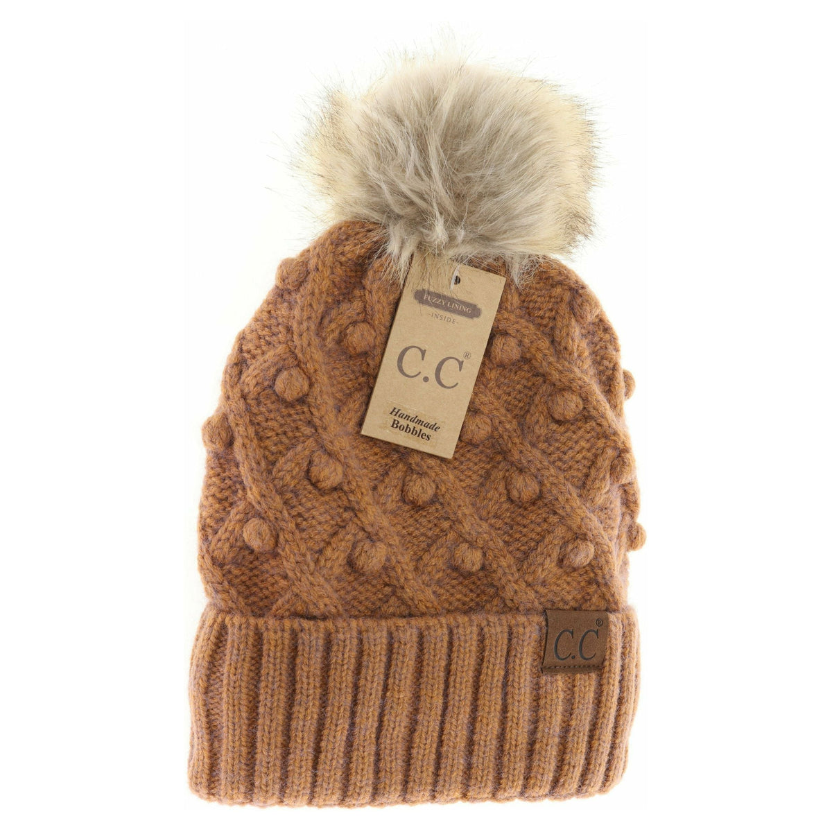 Bobble Knit Fur Pom C.C Beanie HAT3836