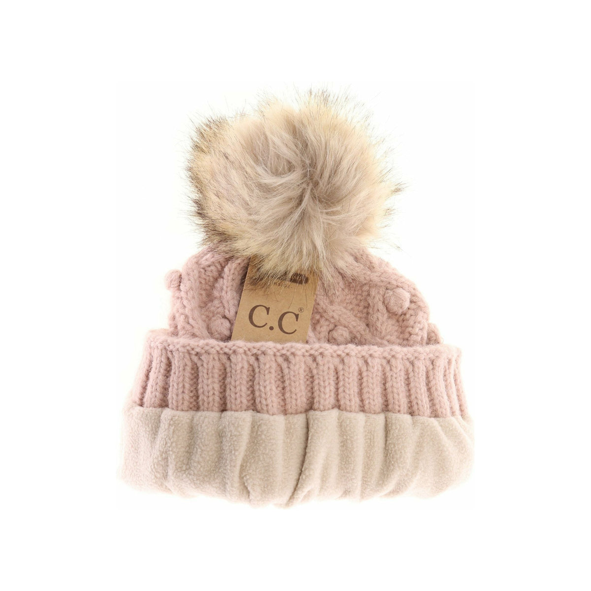 Bobble Knit Fur Pom C.C Beanie HAT3836