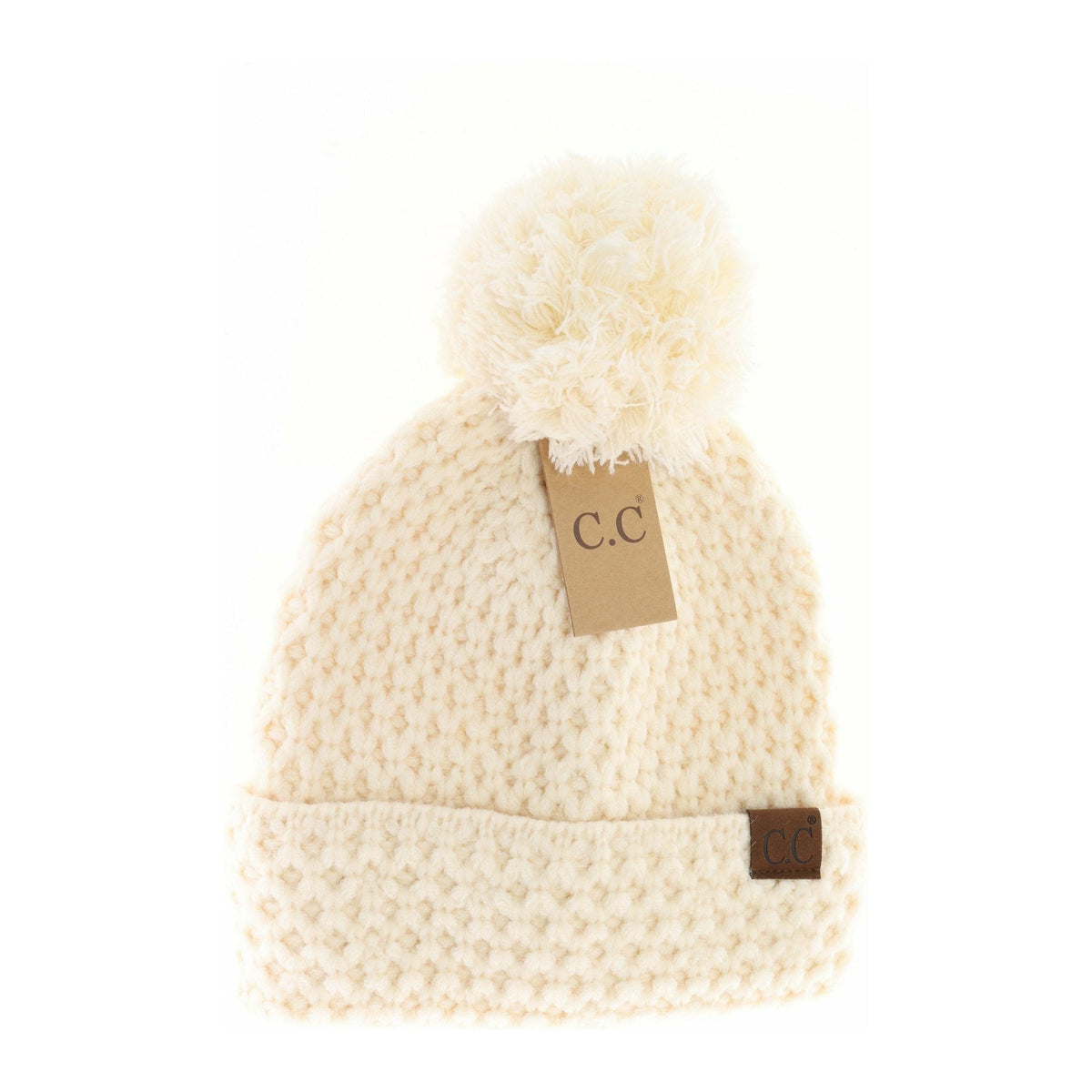 Bee Stitch Knit Pom C.C Beanie HAT3841