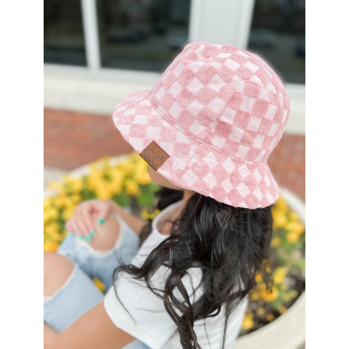 Checkered Pattern Terry Cloth C.C Bucket Hat KB004