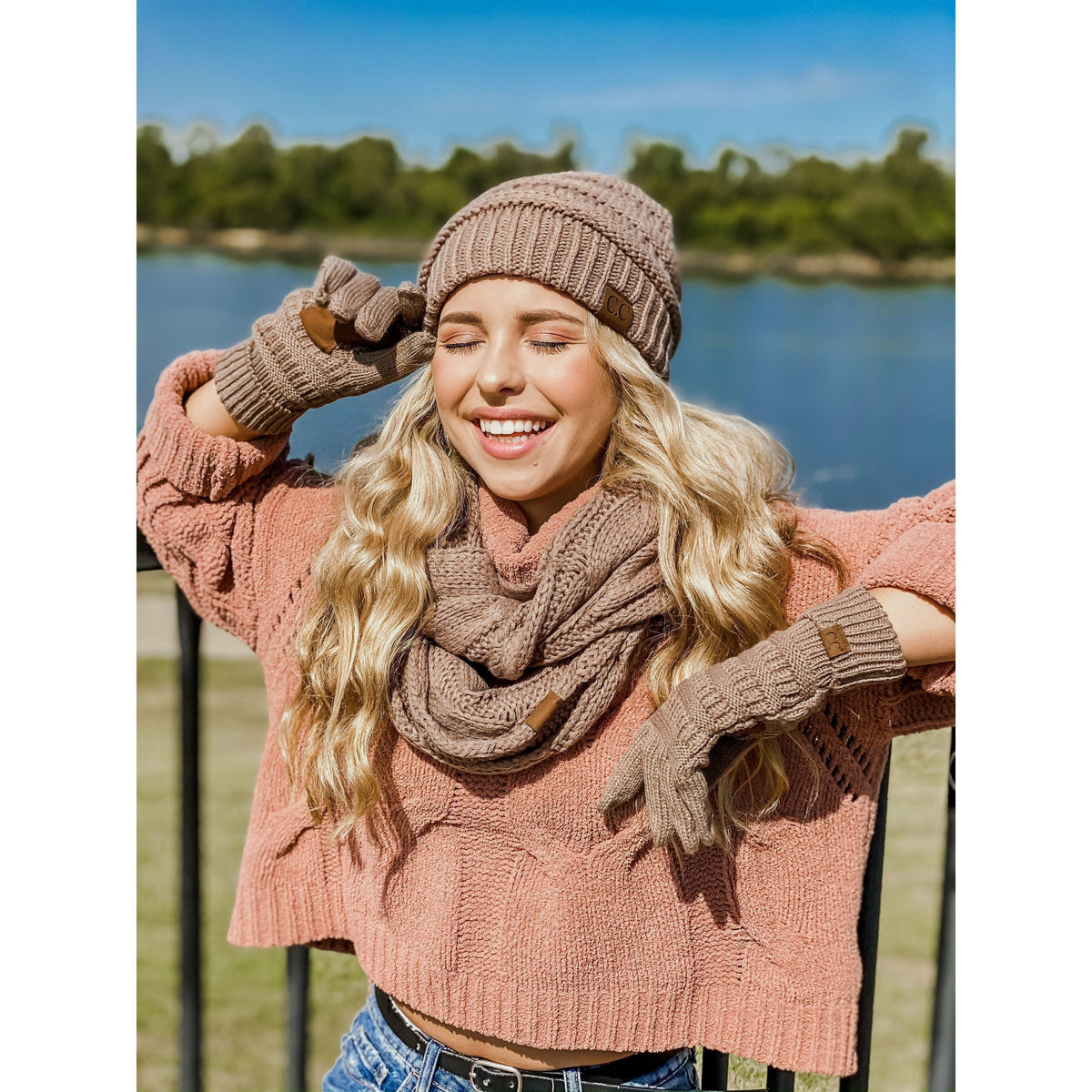 Solid Cable Knit CC Infinity Scarf SF800