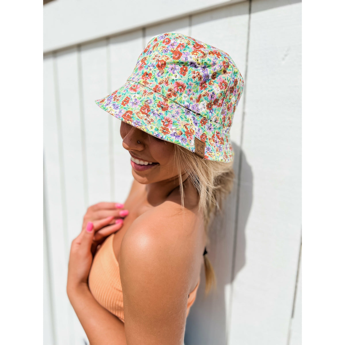 Tiny Floral Print Reversible C.C Bucket Hat BK3905