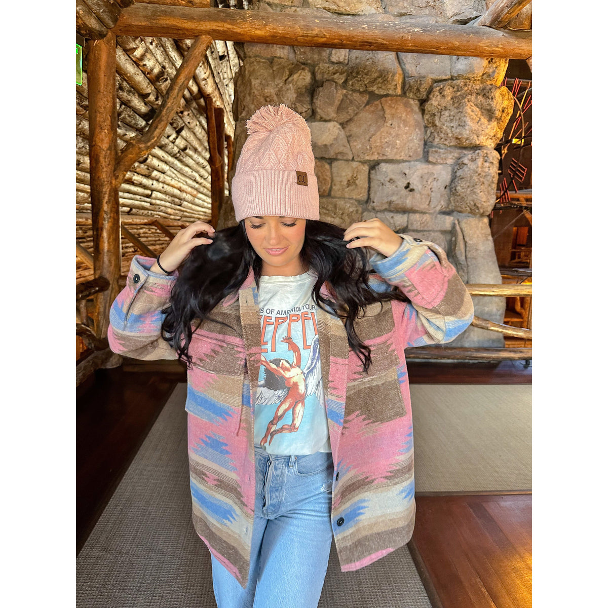 Lurex Cable Knit Pom C.C Beanie HTE0019