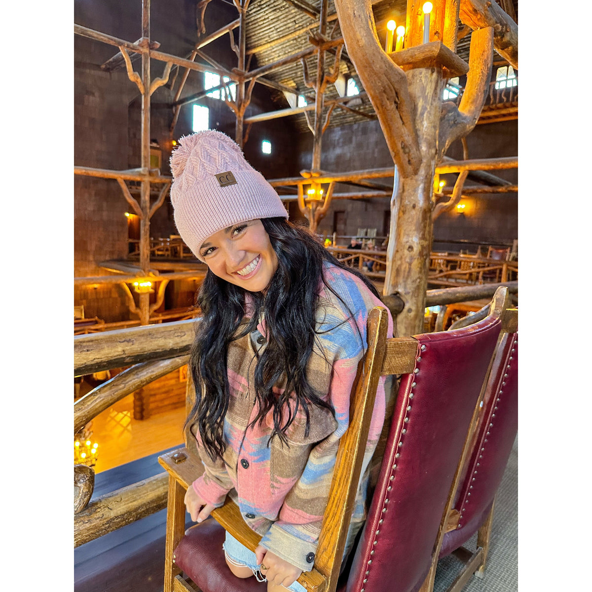 Lurex Cable Knit Pom C.C Beanie HTE0019