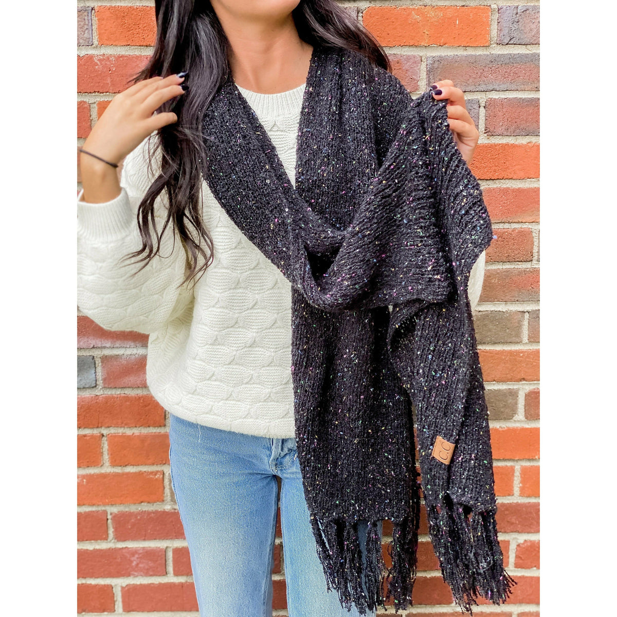 Confetti Boucle Scarf with Fringe SF7382