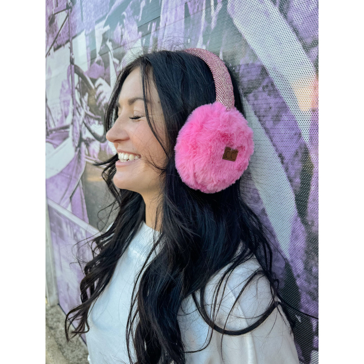 Faux Fur Rhineston Band Earmuff EMS4283