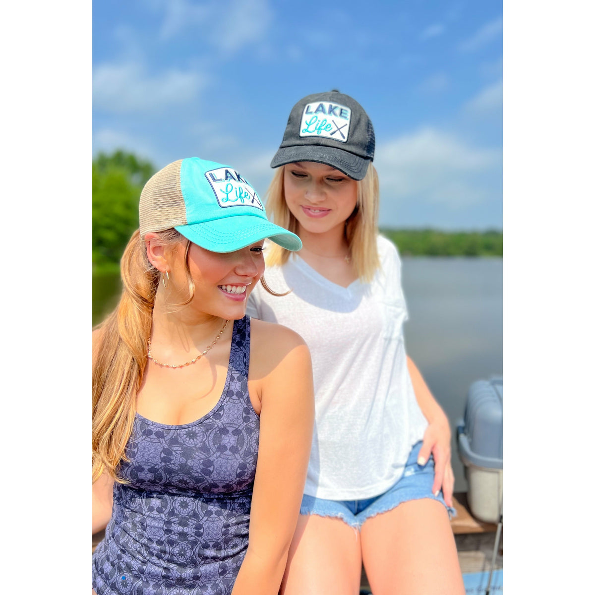 Embroidered Lake Life Patch C.C High Pony Criss Cross Ball Cap MBT7008