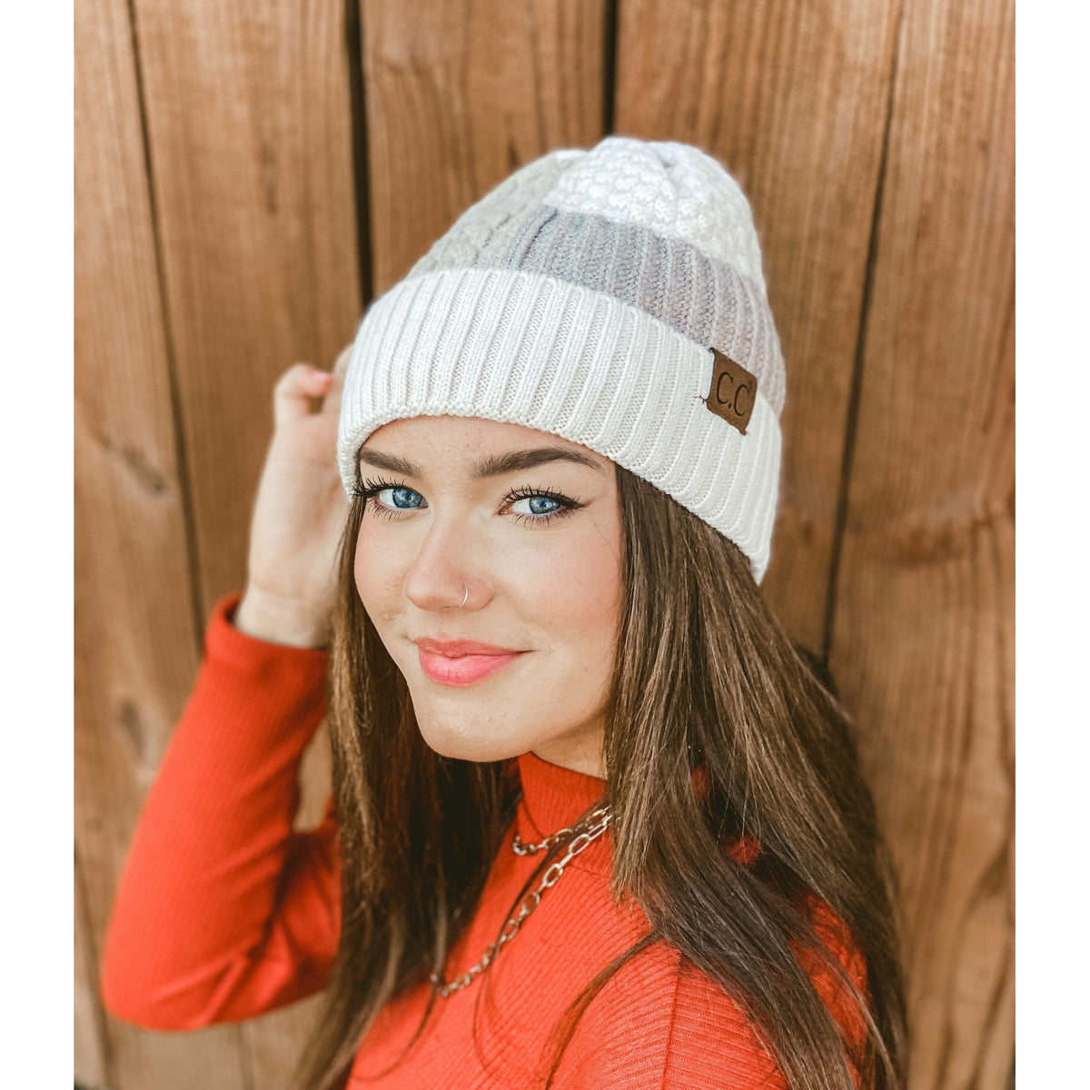 Tri-Color Cuff Beanie HAT2065