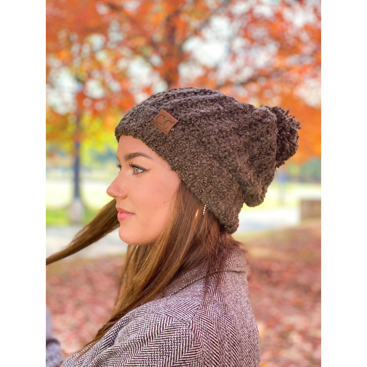 Chenille Pom CC Beanie HAT7362