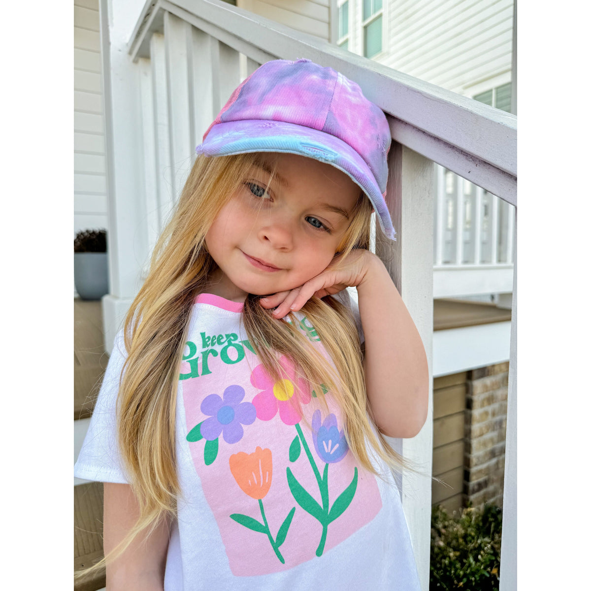 Kids Tie Dye Criss-Cross High Ponytail CC Ball Cap KIDSBT791