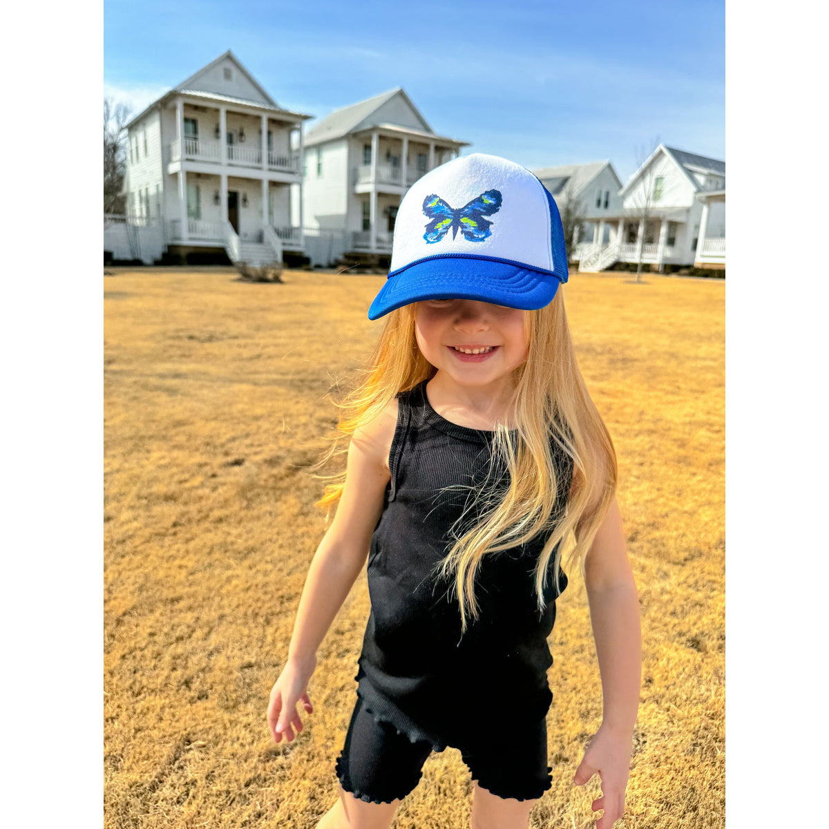 KIDS Blue Abstract Butterfly C.C Ball Cap KIDSGBA03