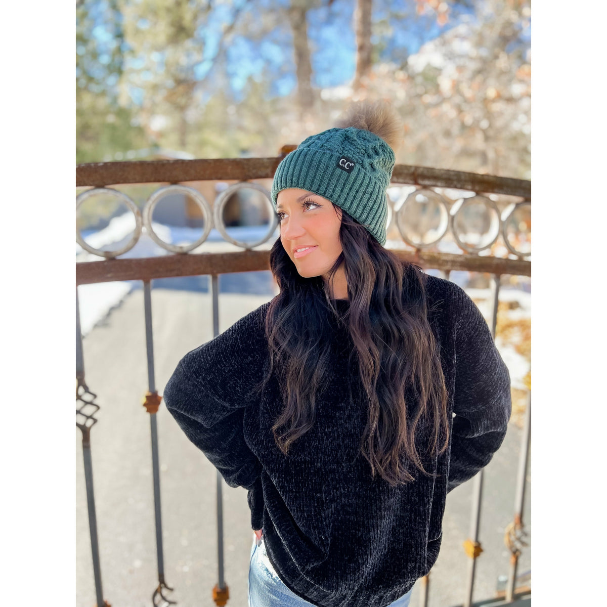 CC Exclusive - Black Label Special Edition Ribbed Cuff Fur Pom Beanie HAT1915