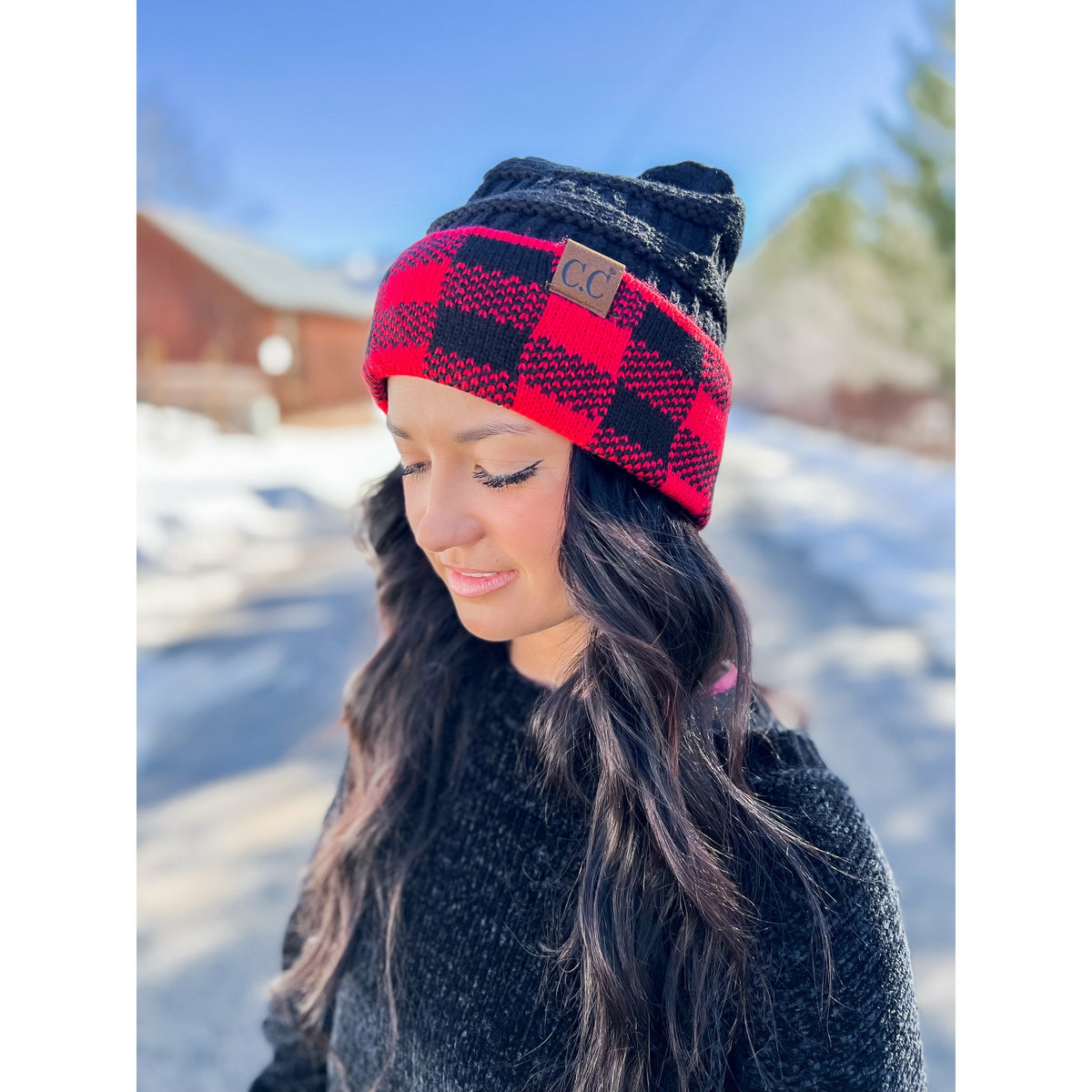 Buffalo Check Knit CC Beanie HAT82