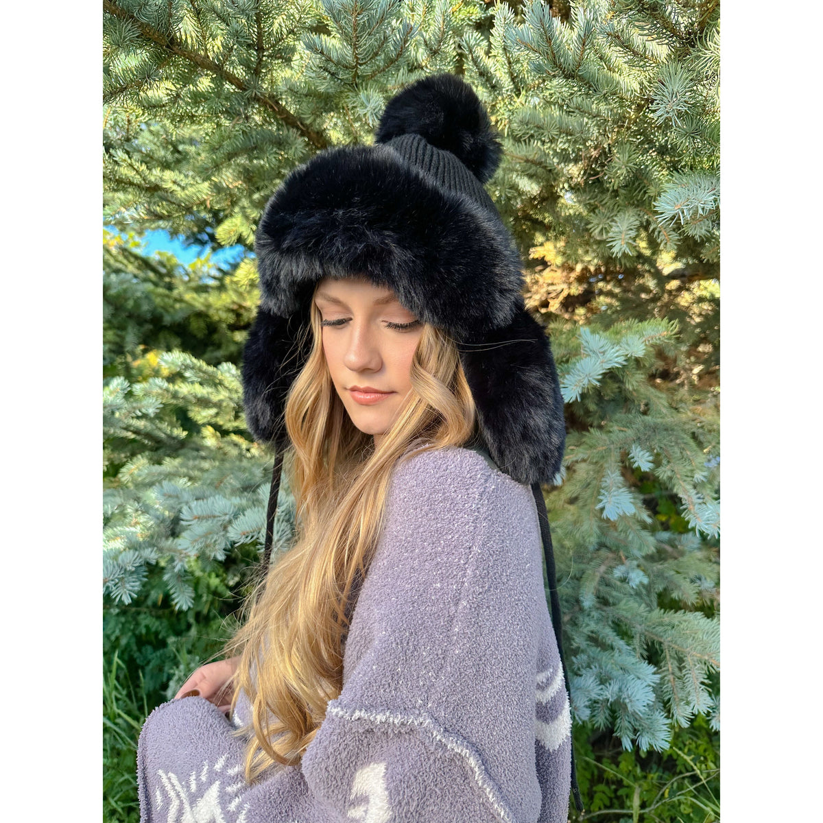 Thick Knitted Trapper Pom C.C Beanie TRE0001