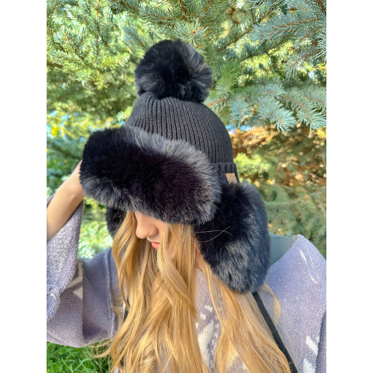 Thick Knitted Trapper Pom C.C Beanie TRE0001