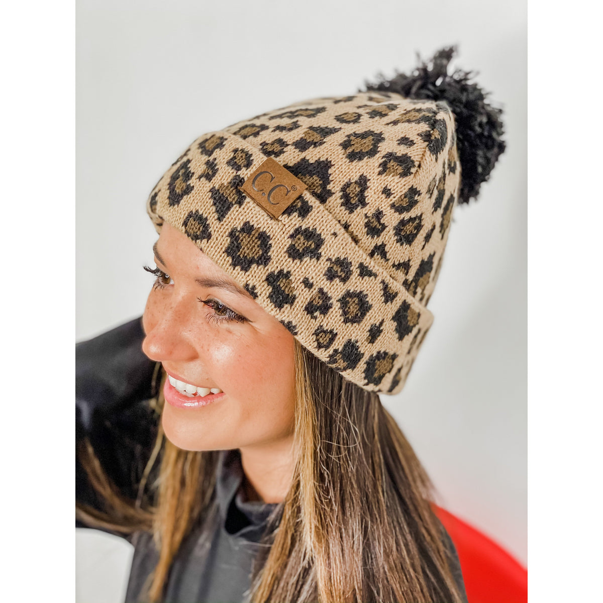 Matching Cuff Leopard Print CC Beanie HAT80