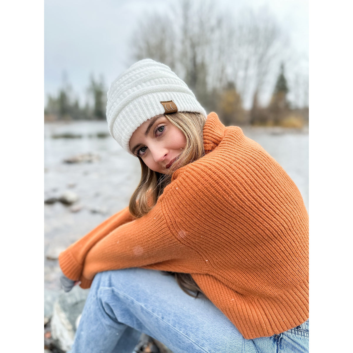 Fuzzy Lined Mixed Soft Yarn Beanie HAT4020