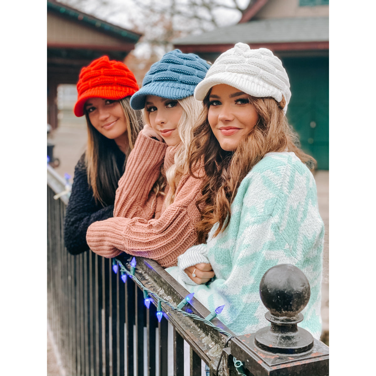 Ribbed Knit Hat with Brim YJ2023