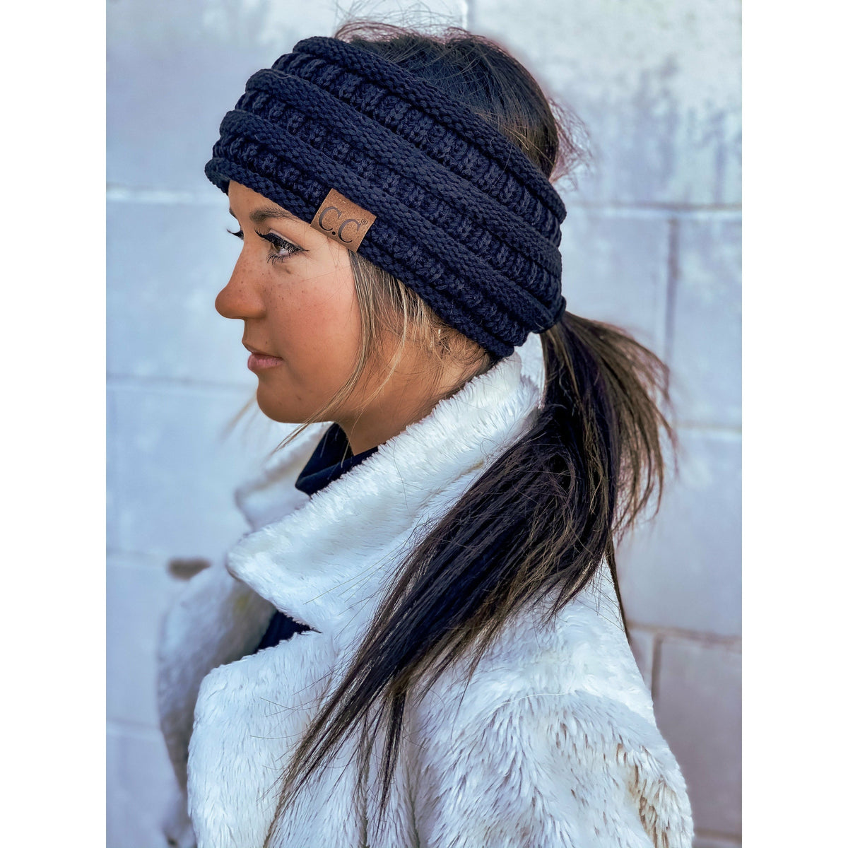 Solid Ribbed Ponytail Headband HB21