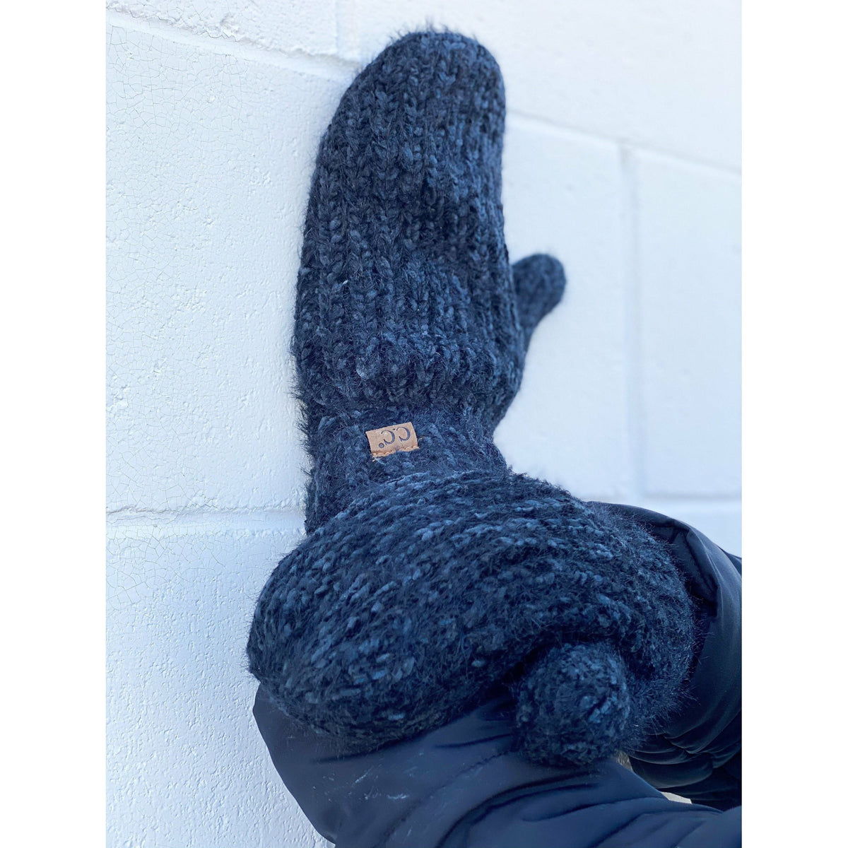 Two Tone Chenille Knit Mitten G1925