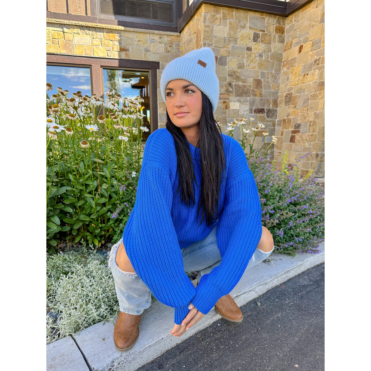 Ribbed Double Cuff C.C Beanie HTS0007