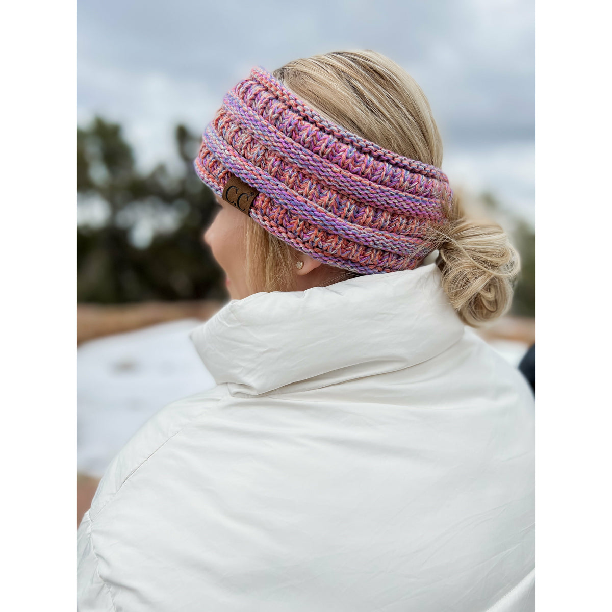 Four Tone Ribbed Knit Ponytail Headband HB826