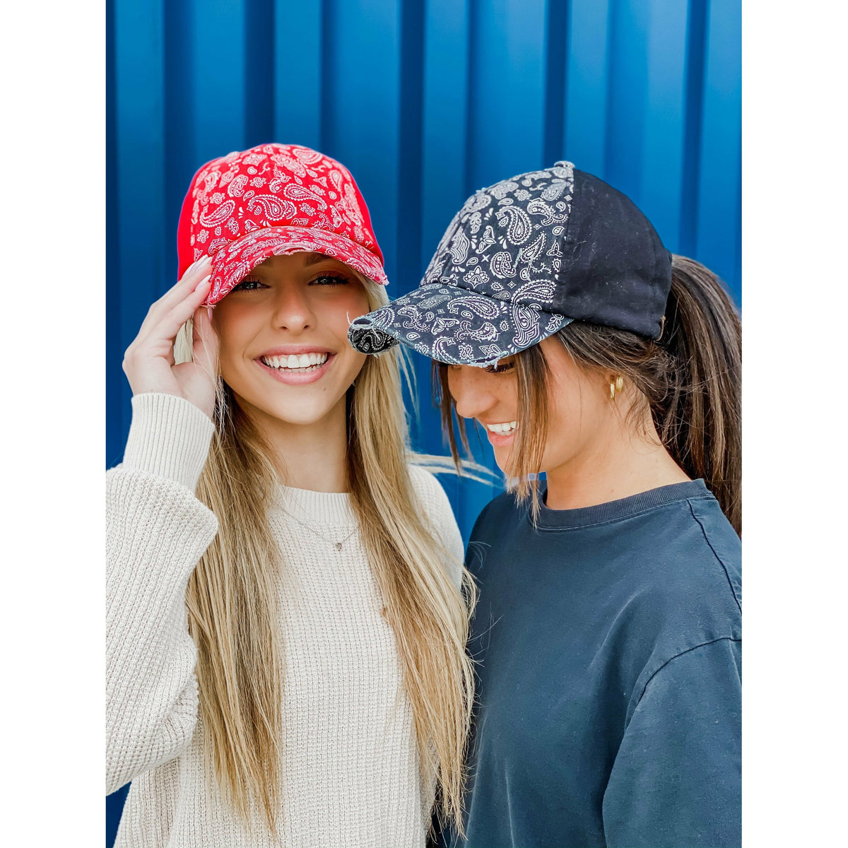 Paisley Criss-Cross High Pony Ball Cap BT792