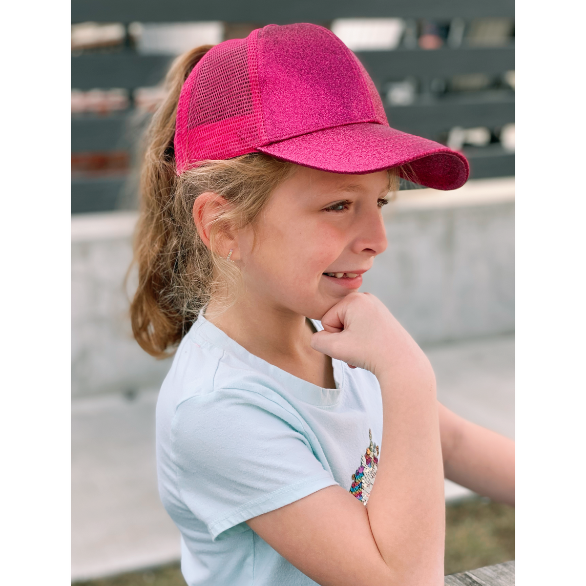 Kids Glitter High Ponytail CC Ball Cap KIDSBT6