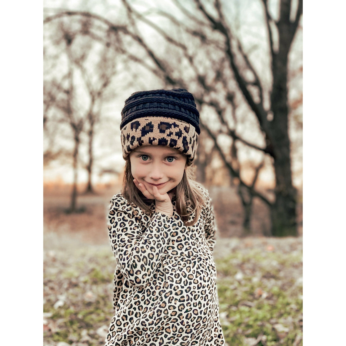 KIDS Matching Cuff Leopard Print CC Beanie KIDS80