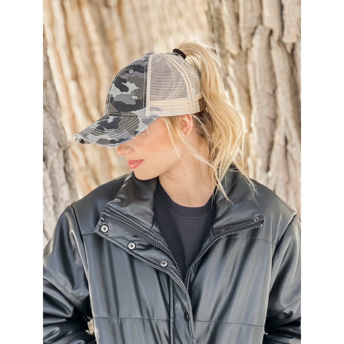 Camouflage Mesh Back High Pony CC Ball Cap BT15