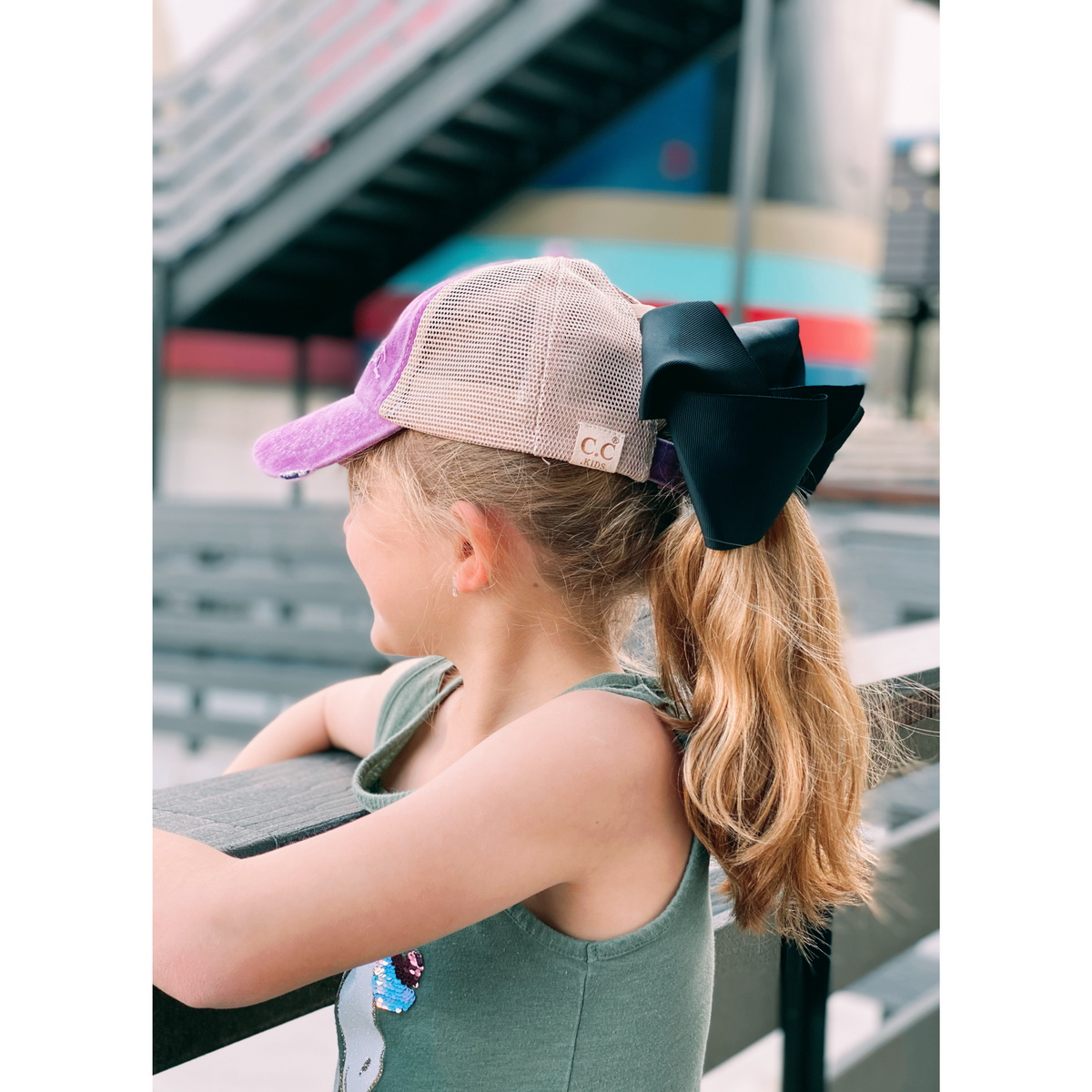 KIDS Distressed Criss-Cross High Ponytail CC Ball Cap KIDSBT780