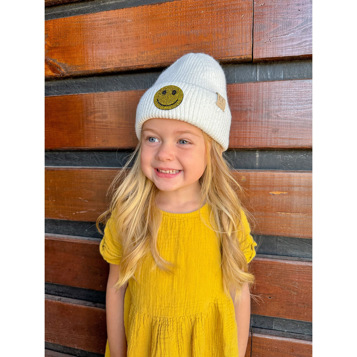 KIDS Rhinestone Smiley Face Cuff C.C Beanie KDHTE0100