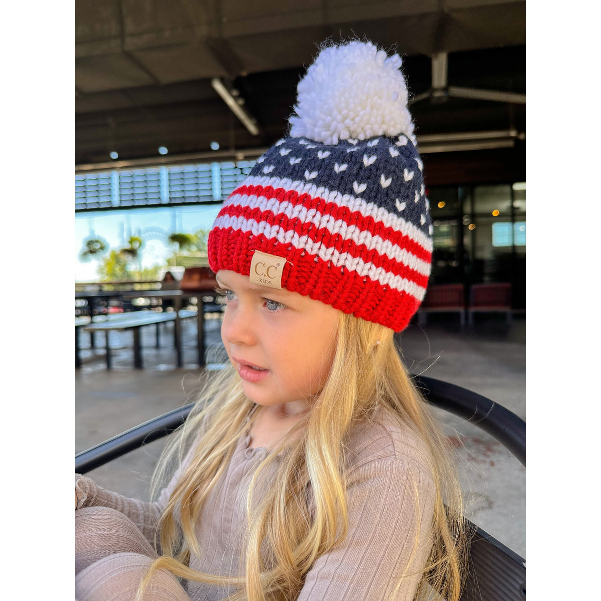 KIDS Knit USA Pom C.C Beanie KDHTE0040AME