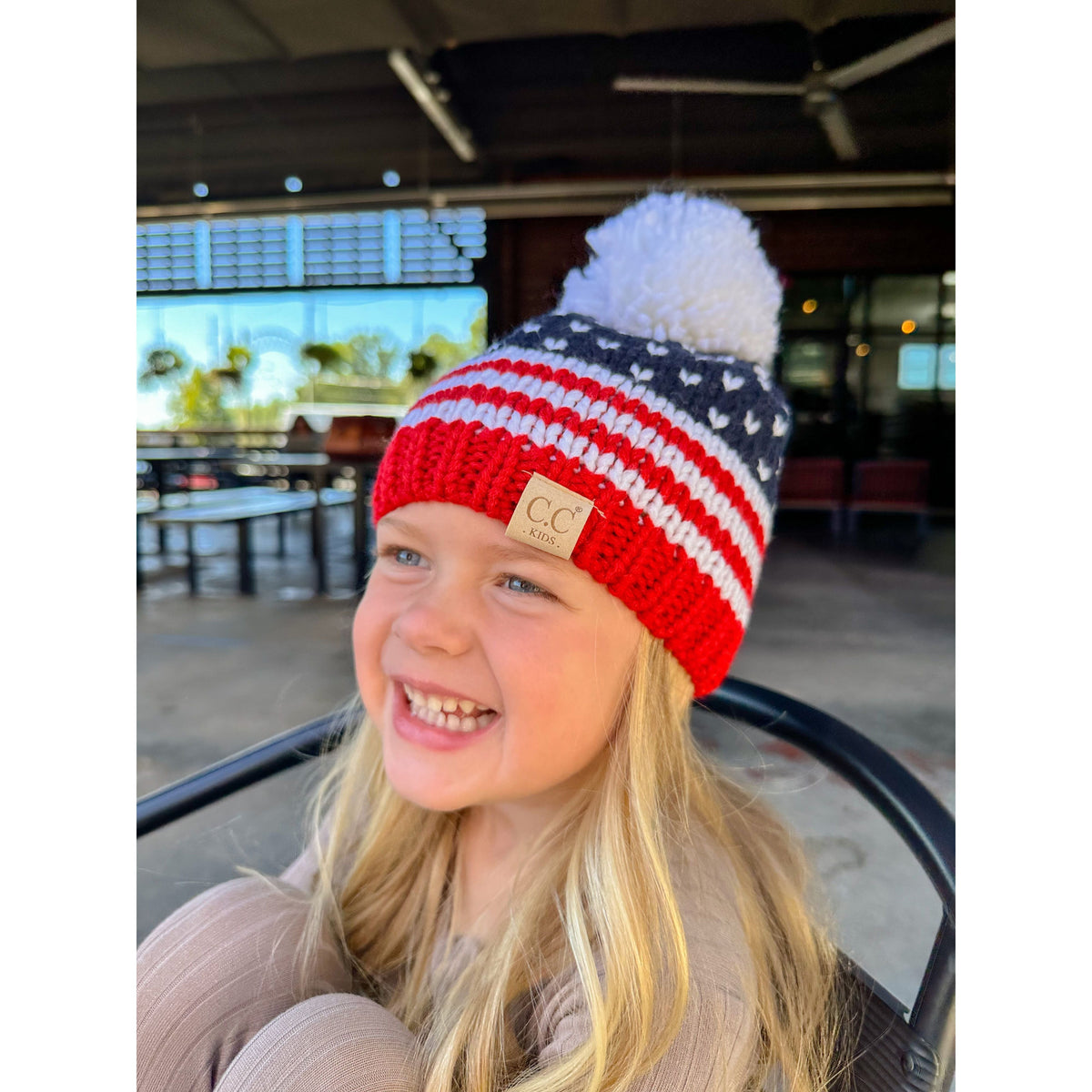 KIDS Knit USA Pom C.C Beanie KDHTE0040AME