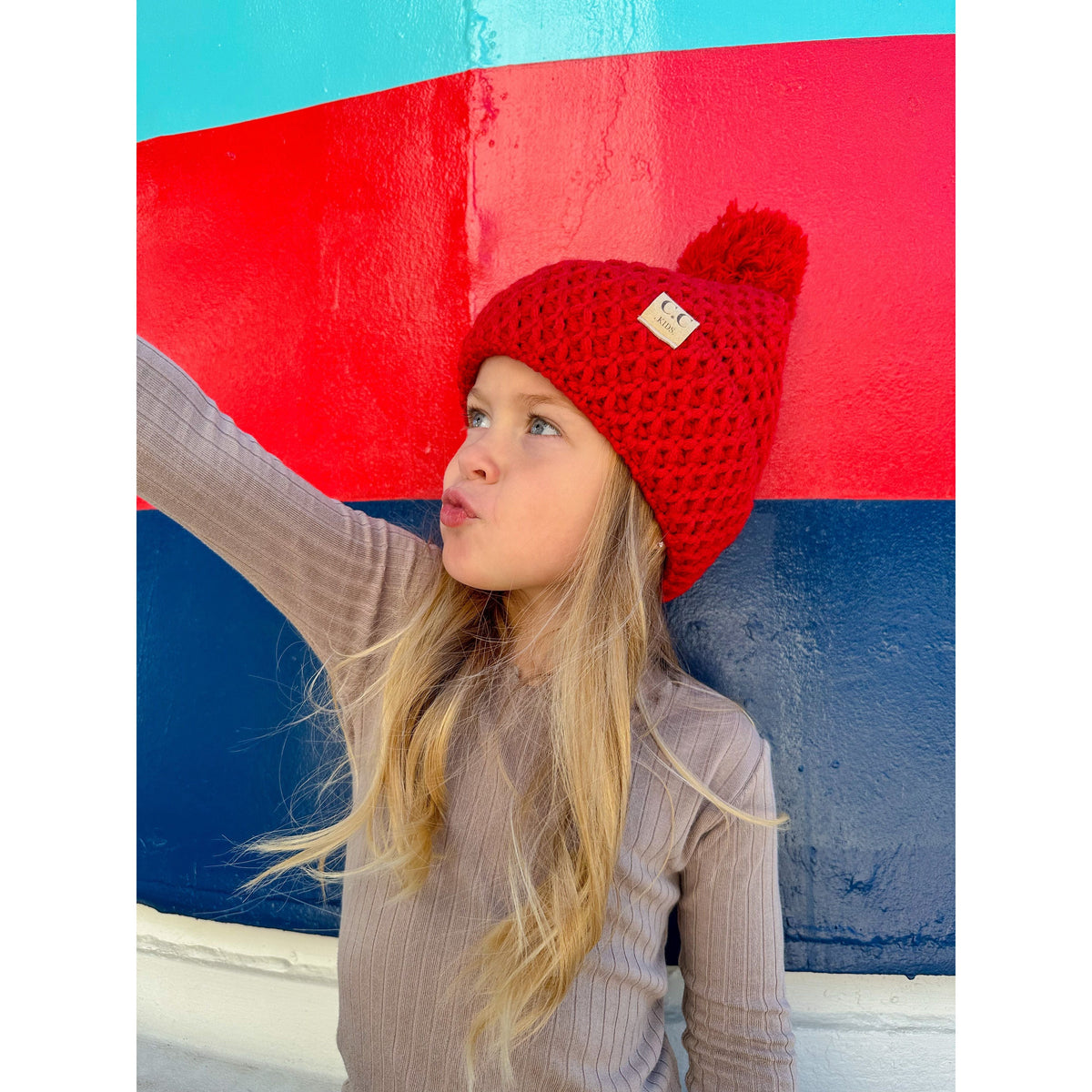 KIDS Bee Stitch Knit Pom C.C Beanie KIDS3841