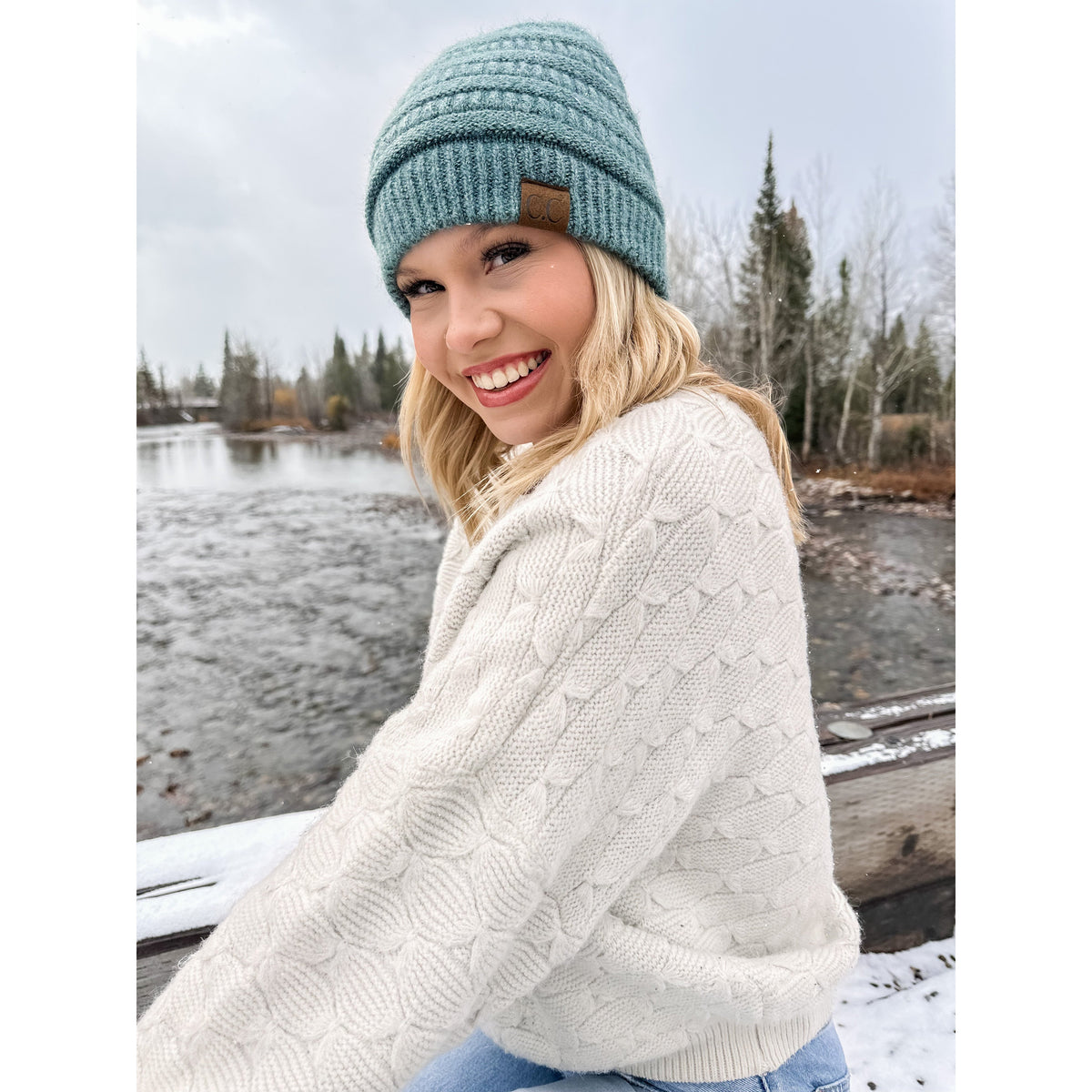 Fuzzy Lined Mixed Soft Yarn Beanie HAT4020