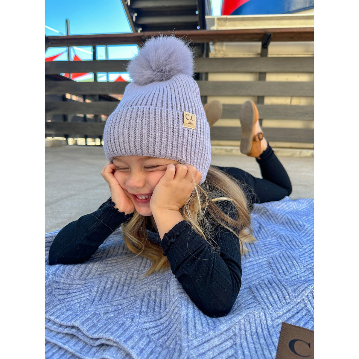 KIDS Ear Flap Pom C.C Beanie KDHTC0078