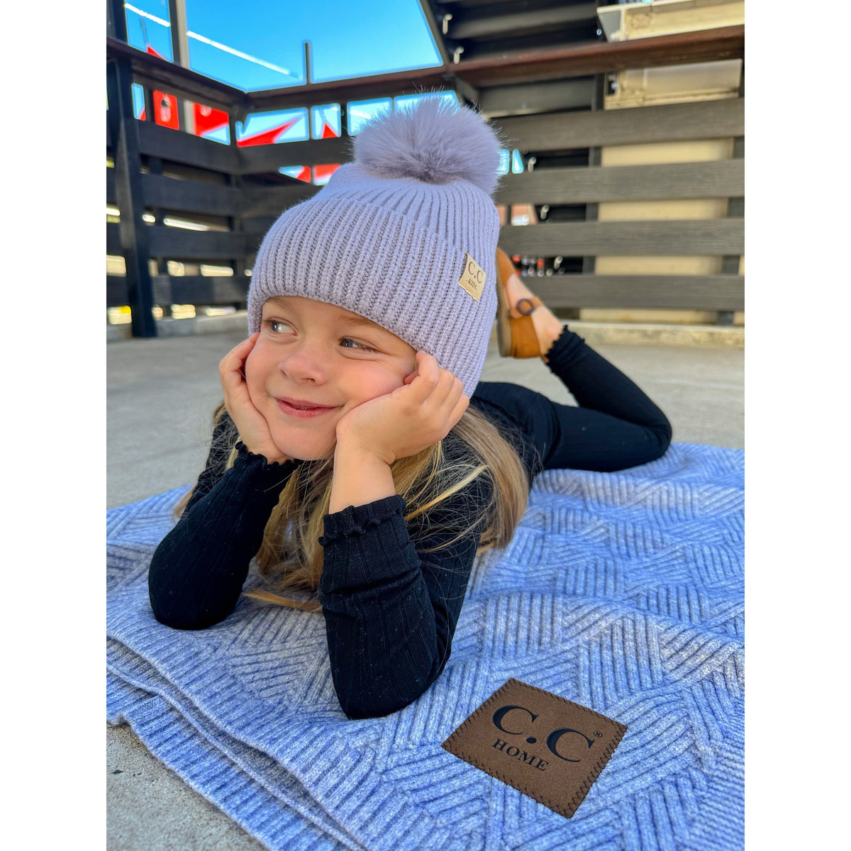 KIDS Ear Flap Pom C.C Beanie KDHTC0078