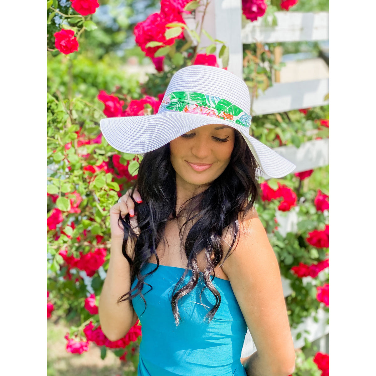 Tropical Pull Through Sash Sunhat ST3017