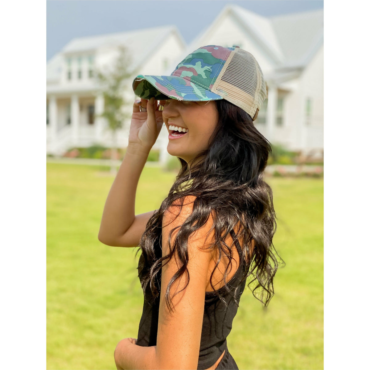 Camouflage Mesh Back High Pony CC Ball Cap BT15